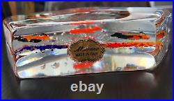 Vintage MURANO GLASS Fish Aquarium Paperweight MADE IN ITALY Original Label RARE