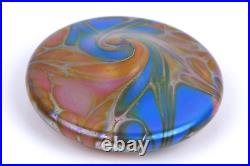 Vintage Maytime Hand Blown Swirl Art Glass Round Paperweight Multicolor 3