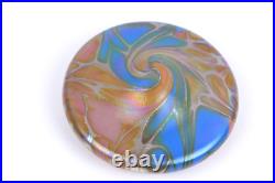 Vintage Maytime Hand Blown Swirl Art Glass Round Paperweight Multicolor 3