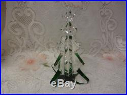 Vintage Mikasa Art Green Clear Glass Crystal Figurine Christmas Tree Paperweight