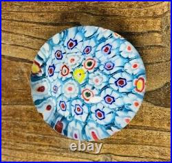 Vintage Millefiori Art Glass Small 2 1/4 Paperweight Floral Flower