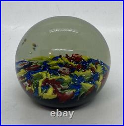 Vintage Millefiori Hand Blown Glass Paperweight Colorful Floral Seabed Style 22