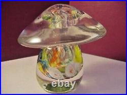 Vintage Millefiori Mushroom Art Glass Paperweight Multicolored Design