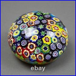 Vintage Multi-Color Packed Millefiori Murano Art Glass Paperweight 3 7/8