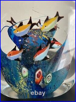 Vintage Murano Art Glass Fish Aquarium Sculpture Paperweight Mid Century ITALY