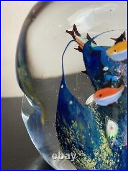 Vintage Murano Art Glass Fish Aquarium Sculpture Paperweight Mid Century ITALY