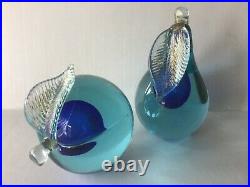 Vintage Murano Art Glass Fruits Pear and Apple Bookends/Paperweights