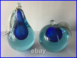 Vintage Murano Art Glass Fruits Pear and Apple Bookends/Paperweights