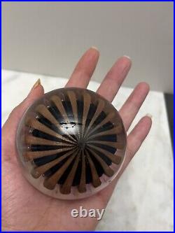 Vintage Murano Art Glass Paperweight Blue and Gold Swirl Inside Rare