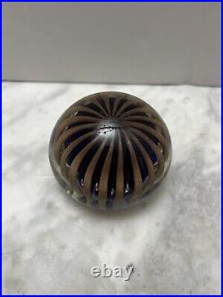 Vintage Murano Art Glass Paperweight Blue and Gold Swirl Inside Rare