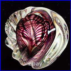 Vintage Murano Art Glass Paperweight Niel Duman Signed Glass 3T 4W Purple B6
