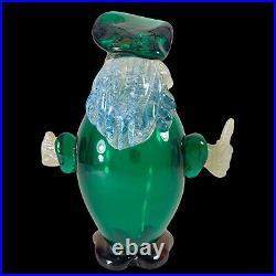 Vintage Murano Art Glass Paperweight Pirate 9T 7W Green Crafted Glass Figurine