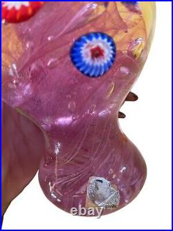 Vintage Murano Fratelli Toso Millefiori Pink Cannes Paperweight