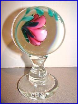 Vintage Murano Glass Millville Style Crimp Rose Pedestal Paperweight