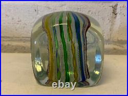 Vintage Murano Glass Square / Dice Form Latticino Glass Paperweight