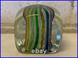 Vintage Murano Glass Square / Dice Form Latticino Glass Paperweight