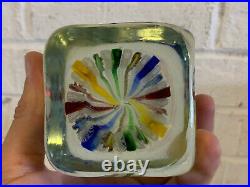 Vintage Murano Glass Square / Dice Form Latticino Glass Paperweight