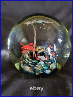 Vintage. Murano, Italy. Floral Glass Art Paperweight