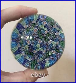 Vintage Murano Marco Polo Art Glass ClosePack Millefiori Canes Paperweight Blue