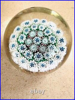 Vintage Murano Millefiori Art Glass Paperweight 3.75 Diameter Verified