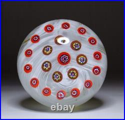 Vintage Murano Millefiori Italy Multicolor Large Art Glass Paperweight