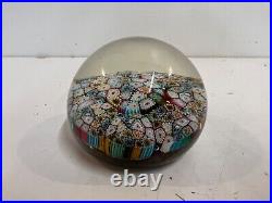 Vintage Murano Milliefiori Multicolored Art Glass Decorative Paperweight