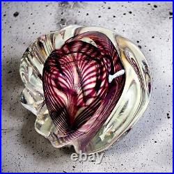 Vintage Niel Duman Art Glass Paperweight Signed Glass Purple Swirl Heavy Glass