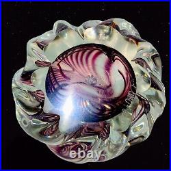 Vintage Niel Duman Art Glass Paperweight Signed Glass Purple Swirl Heavy Glass