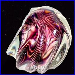 Vintage Niel Duman Art Glass Paperweight Signed Glass Purple Swirl Heavy Glass