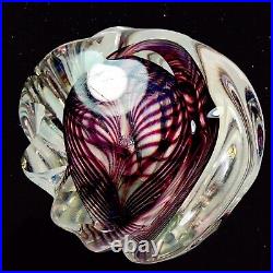 Vintage Niel Duman Art Glass Paperweight Signed Glass Purple Swirl Heavy Glass