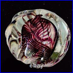 Vintage Niel Duman Art Glass Paperweight Signed Glass Purple Swirl Heavy Glass