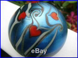 Vintage ORIENT AND FLUME HANGING RED HEART/VINES PAPERWEIGHT Aqua Blue, 3,1976