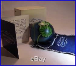 Vintage Orient & Flume Art Glass Paperweight Blue Aurene Frog & Lilypads Box ETC