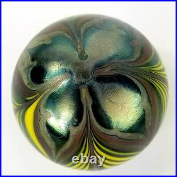 Vintage Orient & Flume Floral Pulled Feather Art Glass Paperweight