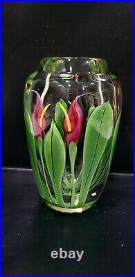 Vintage Orient & Flume Scott Beyers Signed & Callas Floral Paperweight Art Vase