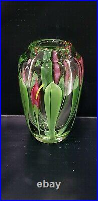 Vintage Orient & Flume Scott Beyers Signed & Callas Floral Paperweight Art Vase