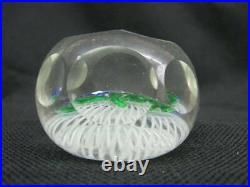 Vintage PERTHSHIRE Glass Faceted Blue Flowers 2 1/2 Paperweight Scotland
