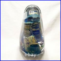 Vintage Paperweight Coral Fish Size Medium Blue Sea Life Art Glass 4.25 in Tall