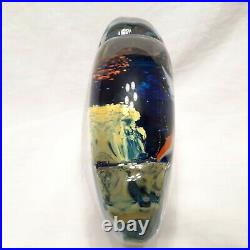 Vintage Paperweight Coral Fish Size Medium Blue Sea Life Art Glass 4.25 in Tall