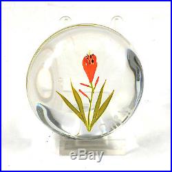 Vintage Paul Stankard art form paperweight Day Lily bud & green leaves & stem