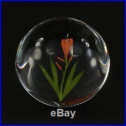 Vintage Paul Stankard art form paperweight Day Lily bud & green leaves & stem