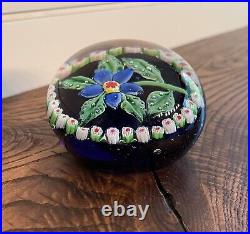 Vintage Paul Ysart Glass Paperweight with Lampwork Flower & Millefiori Canes