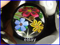 Vintage Perthshire Black Overlay COLORFUL BOUQUET Paperweight 194