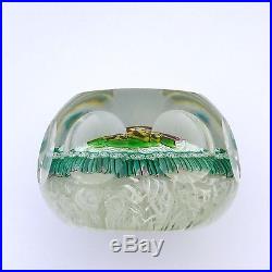 Vintage Perthshire LE 1971B garlanded pansy glass paperweight / presse papiers