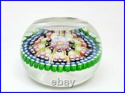 Vintage Perthshire Twist Ribbon & Millefiori Concave Glass Paperweight P Cane
