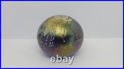 Vintage ROBERT COLEMAN IRIDESCENT ART GLASS PAPERWEIGHT, 2 1/4