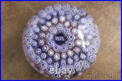 Vintage Red, White & Blue Independence Day Millefiori Glass Paperweight-DATE1955