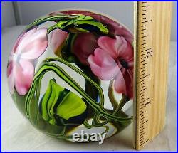 Vintage Richard Olma Studio Art Glass Paperweight Large Floral Signed 1990