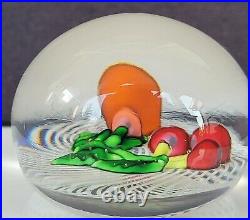 Vintage SAINT LOUIS Crystal FRUIT Cherry Latticinio Basket Art Glass PAPERWEIGHT