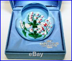 Vintage SAINT LOUIS Limited Edition LILIES OF THE VALLEY Glass Paperweight 1986